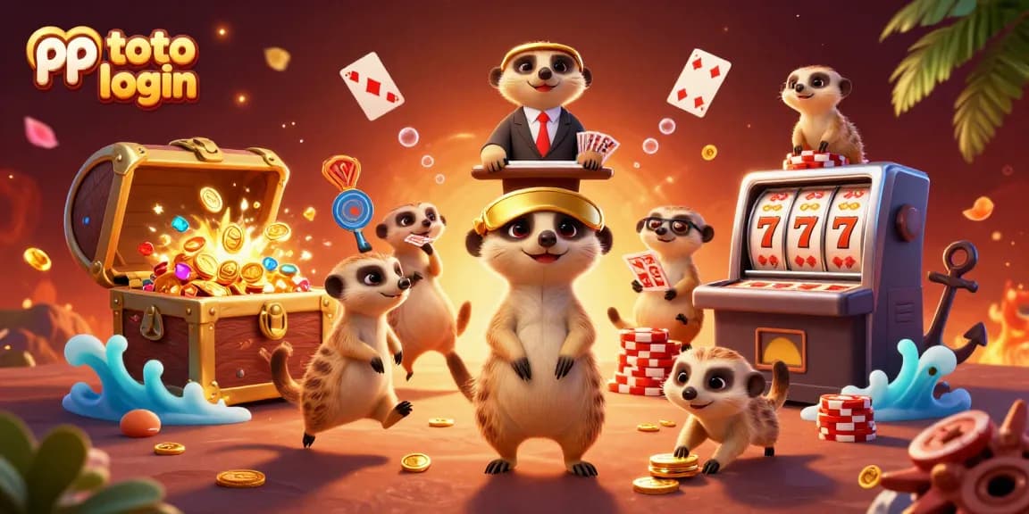 Experience the thrill of gaming with pp toto login in this vibrant casino scene featuring playful meerkats.