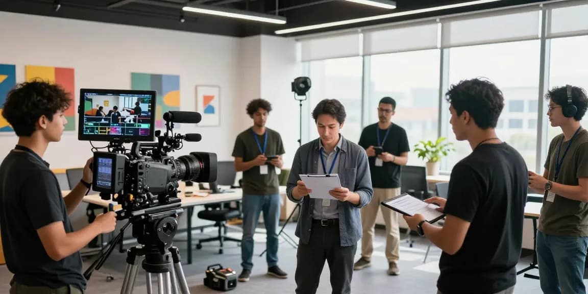Corporate Videography Services in Singapore during a collaborative video shoot in a modern studio.