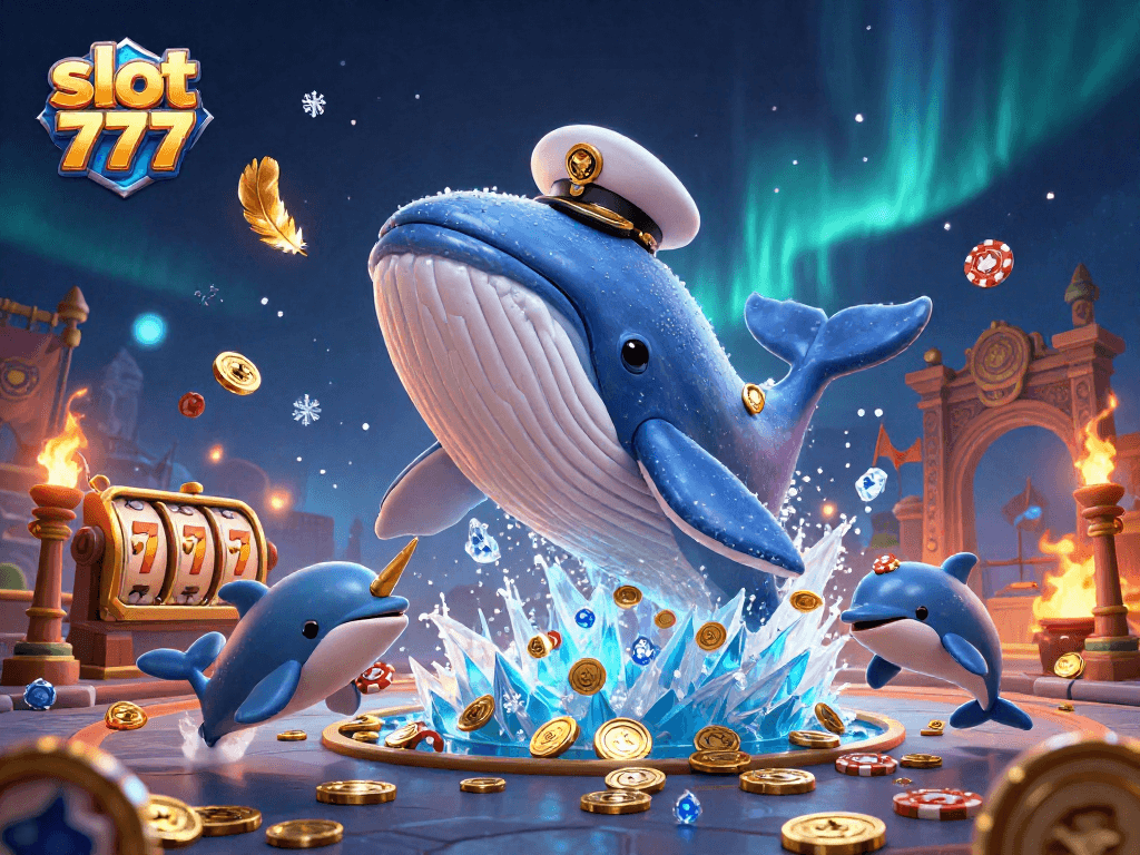 Immerse yourself in slot 777 excitement with a dazzling underwater casino scene featuring whimsical characters.