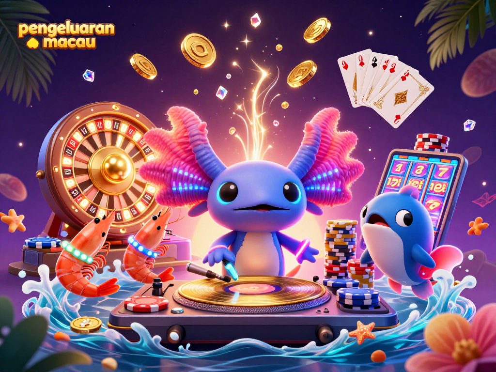 Engage with pengeluaran macau trends in this vibrant casino scene featuring a DJ and lively characters.