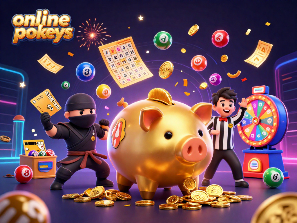 Experience thrilling online pokies excitement with a golden sumo wrestler in a vibrant 3D casino scene.