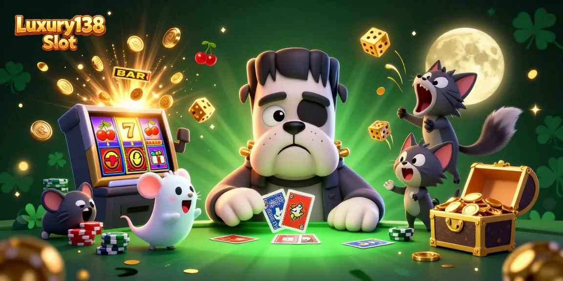 Play Luxury138 Slot with vibrant cartoon graphics and exciting casino elements.