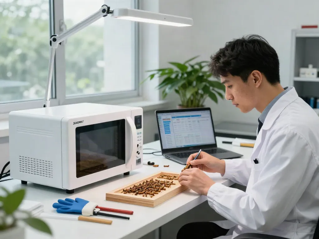 SHASHEL® microwave devices in a high-tech wood treatment workspace.