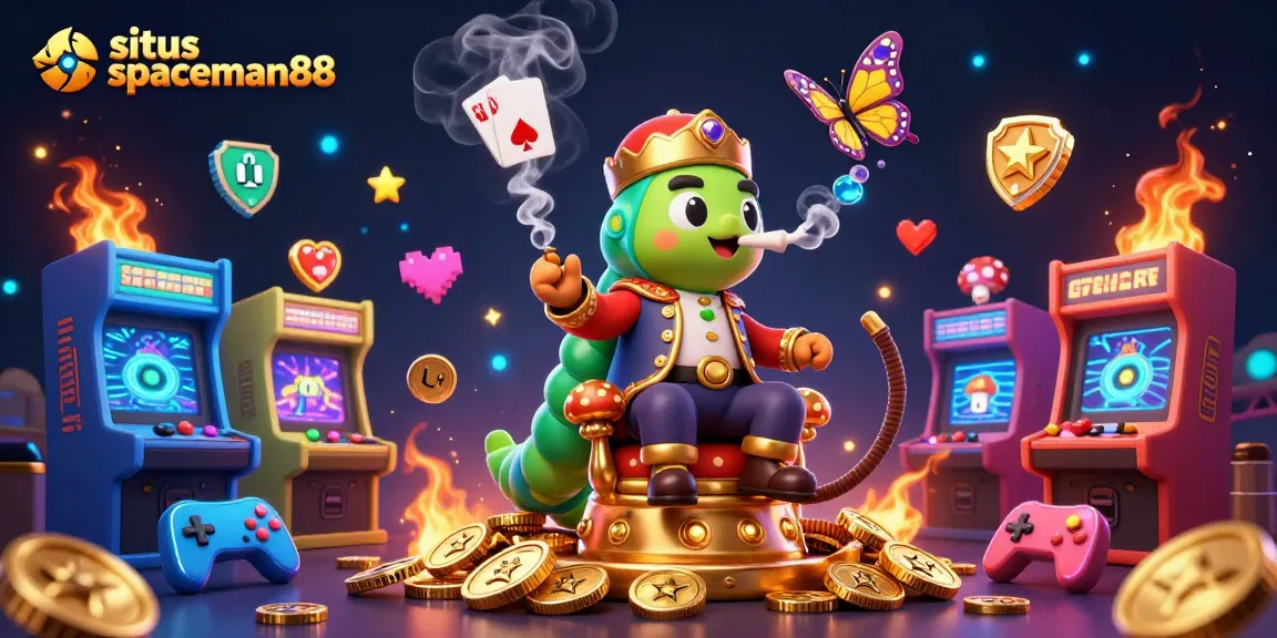 Experience the excitement of situs spaceman88 with a vibrant 3D illustration of unique casino characters and game elements.