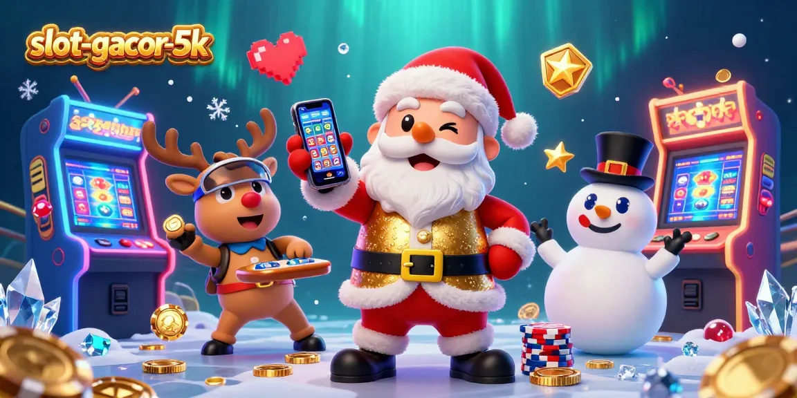 Play engaging slots at slot-gacor-5k with Santa and friends enjoying the casino experience.