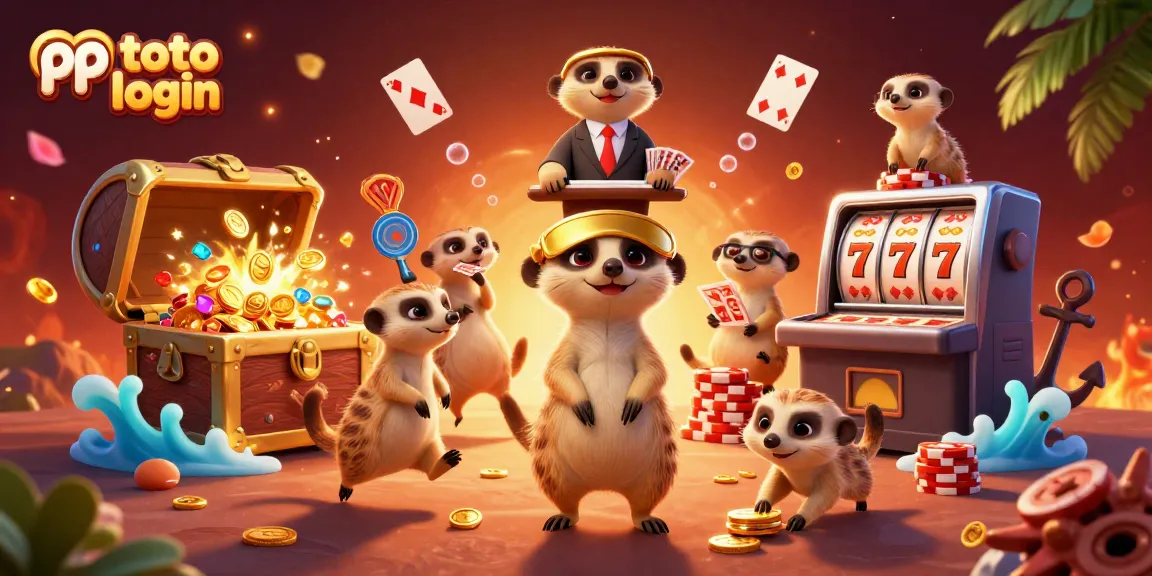 Experience the thrill of gaming with pp toto login in this vibrant casino scene featuring playful meerkats.