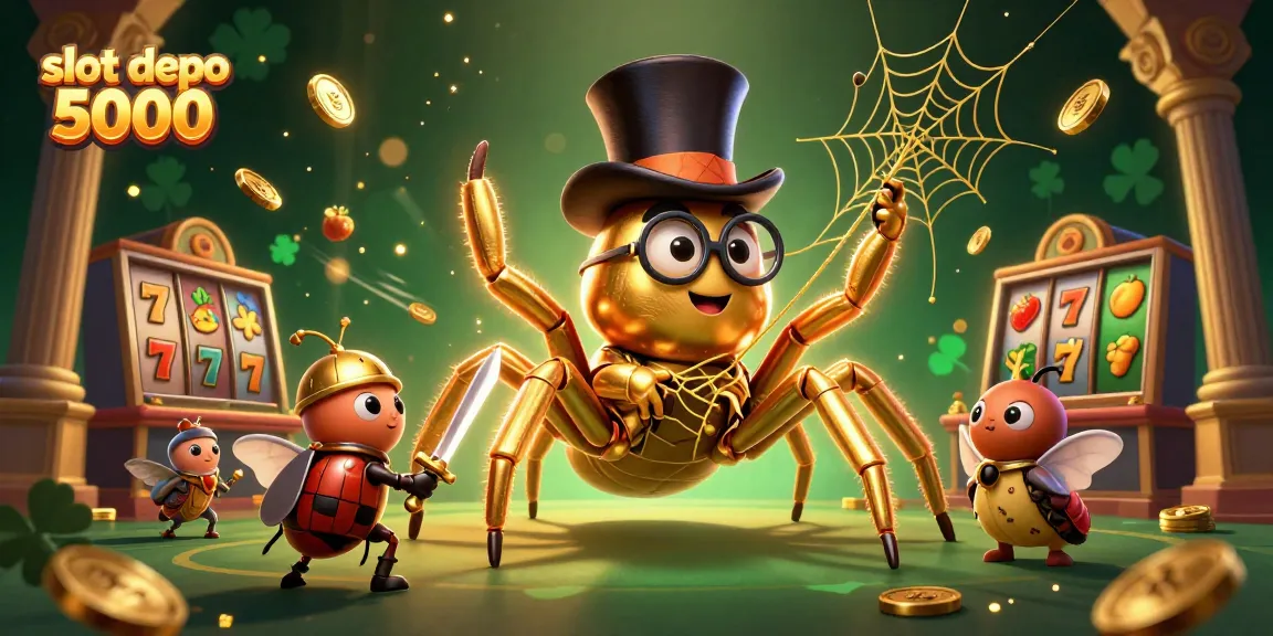 Experience thrilling jackpots with slot depo 5000 and vibrant characters amid spinning reels and golden coins.