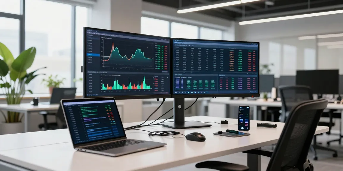 XXKK Exchange trading setup with advanced crypto tools and security features in a modern tech workspace