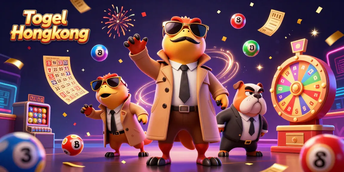 Engage with Togel Hongkong through playful raptors in a casino, surrounded by lively lottery elements.