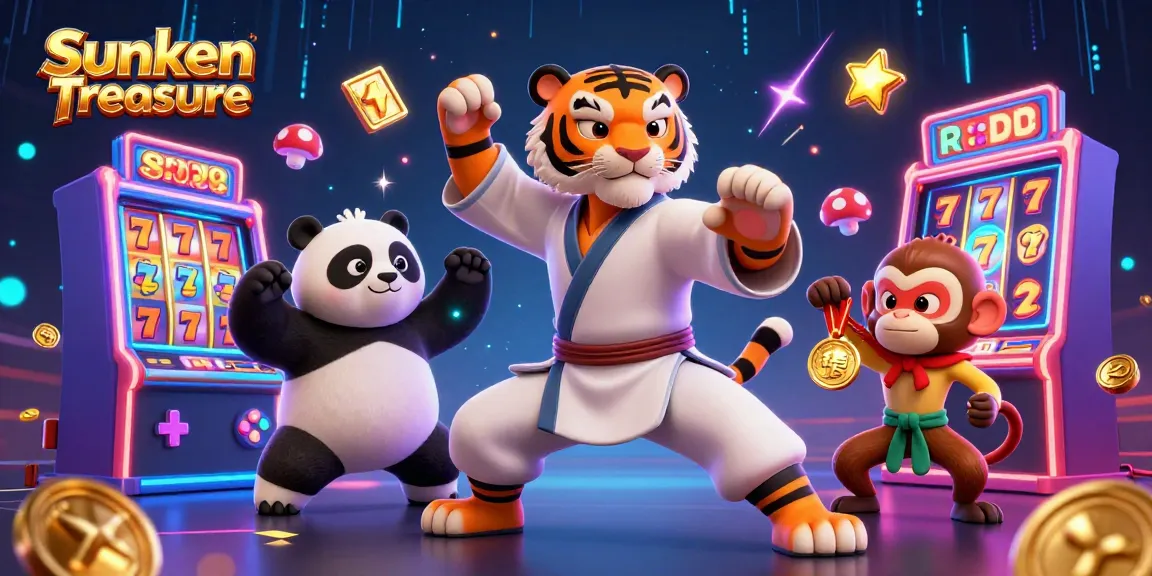 Bet on Sunken Treasure with immersive 3D characters in an exciting casino scene.