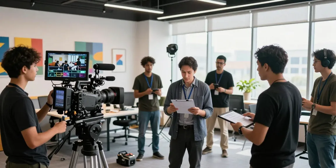 Corporate Videography Services in Singapore during a collaborative video shoot in a modern studio.