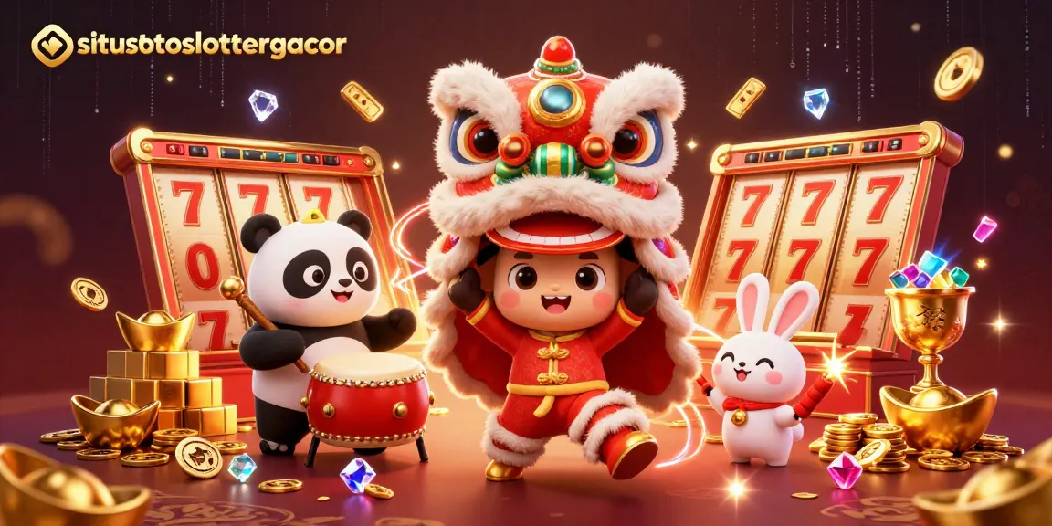 Experience the excitement at situstotoslottergacor with engaging slot reels, gold bars, and lively characters!