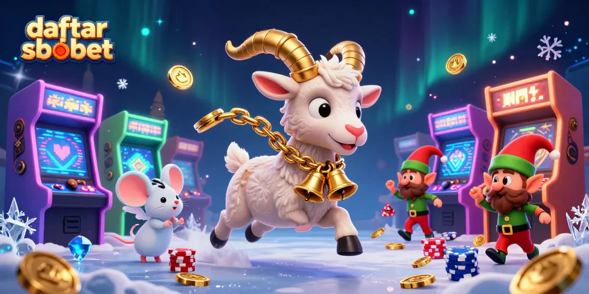 Engage with daftar sbobet at a dynamic casino scene featuring festive characters and intense gaming action.
