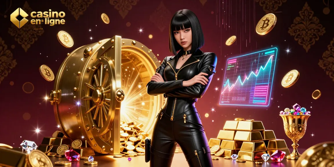 Rejoignez l'action à casino en ligne France avec une illustration 3D dynamique remplie de trésors et d'éléments de jeu.