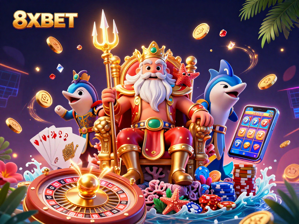Experience excitement with 8XBET as Neptune rules over a vivid casino realm.