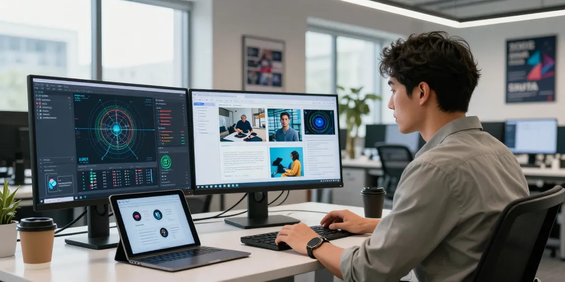Analyst using a free ai detector in a modern digital workspace, showcasing advanced AI image analysis.