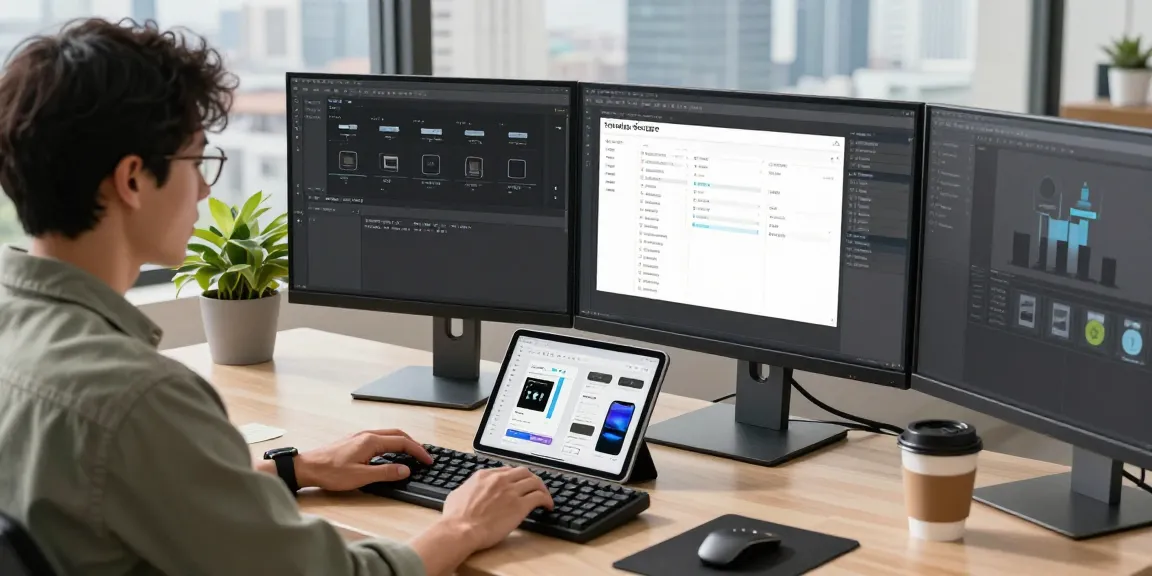 Workspace showcasing snipaste下载 features on dual monitors in a modern office.