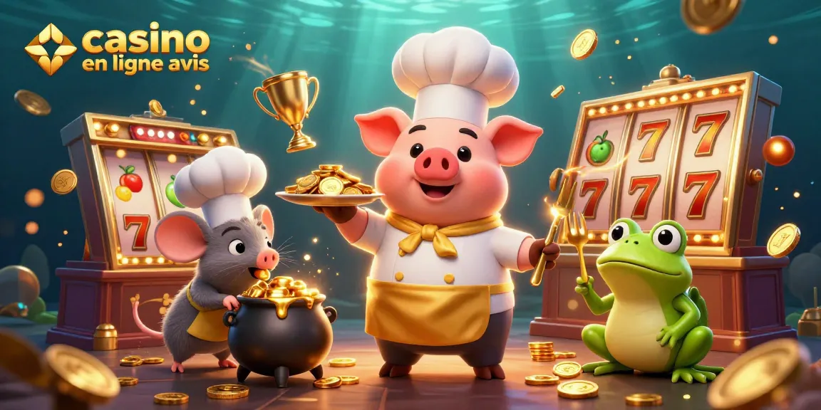 Casino en ligne avis : Illustration 3D d'un chef et des jackpots, expérience inédite de jeux d'argent.