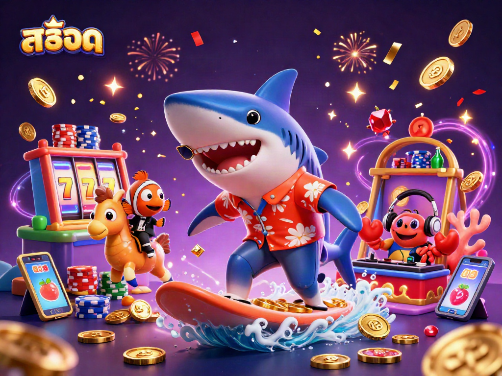 Spin and win big with สล็อต in this vibrant 3D casino scene filled with action and excitement.