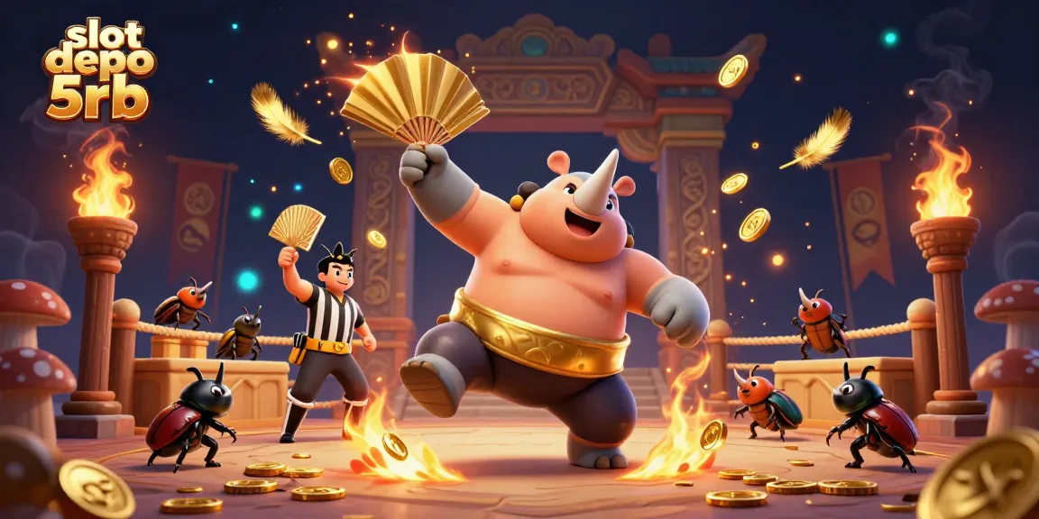 Experience slot depo 5rb thrills with animated beetle champions and dynamic casino elements!