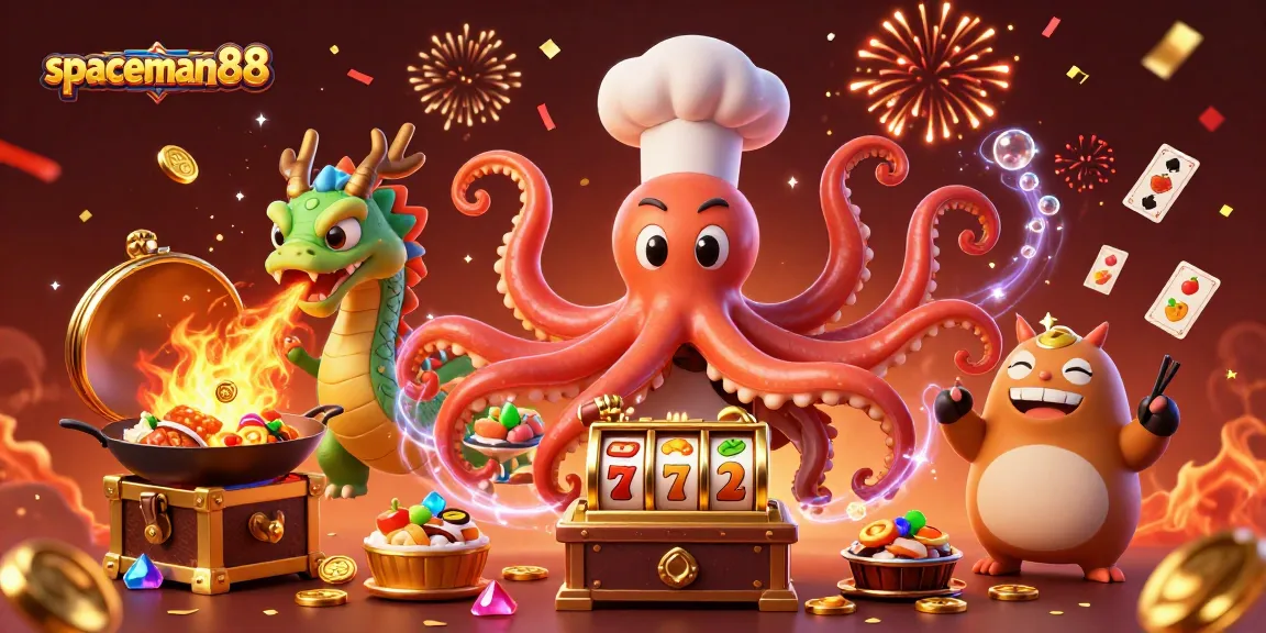 Experience the excitement of spaceman88 with slot reels and dynamic characters in this vibrant casino scene.