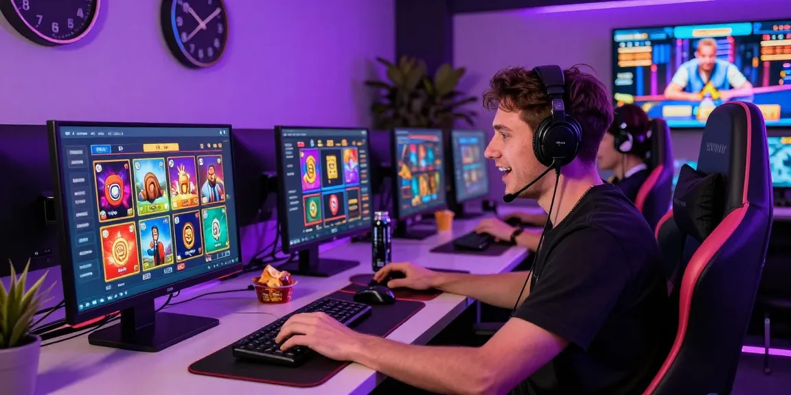 Engaging iGaming experience at https://naga2000.blog with vibrant gaming graphics and modern gamer setup.