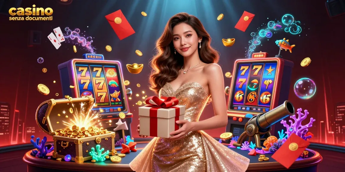 Vivi l'emozione al casino senza documenti con emozionanti giochi di slot, gettoni galleggianti e colori vivaci.