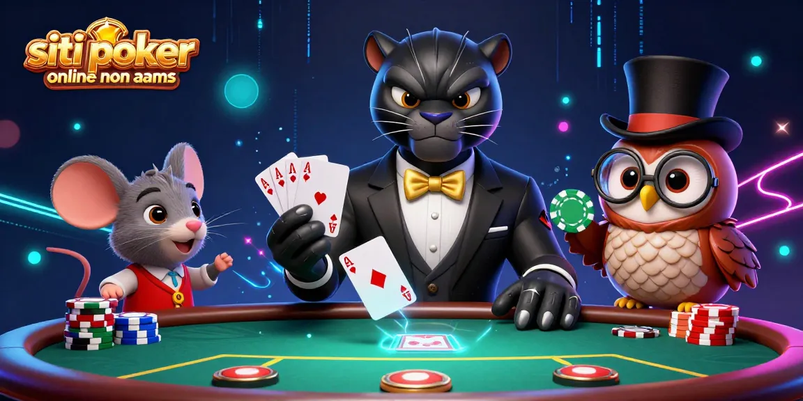 Siti poker online non AAMS: gioca a poker con personaggi colorati in un ambiente vivace