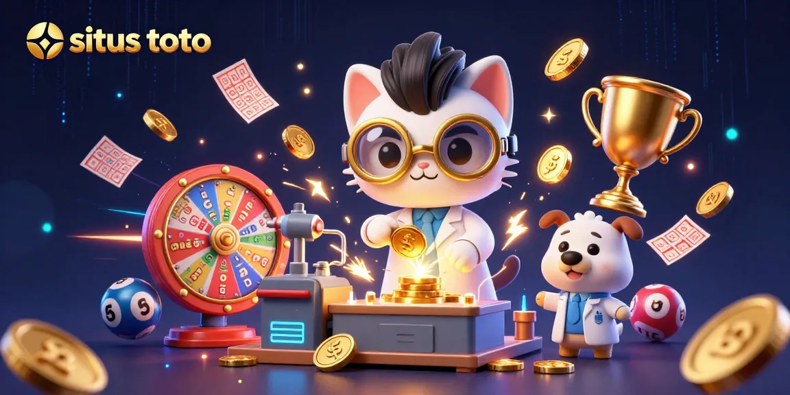 Engage with situs toto in this vibrant 3D illustration showcasing lottery balls and joyful characters.