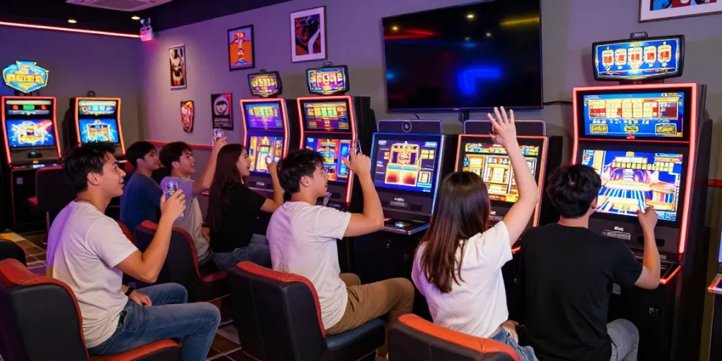 Pengalaman bermain di slot server thailand dengan suasana meriah di lounge permainan.