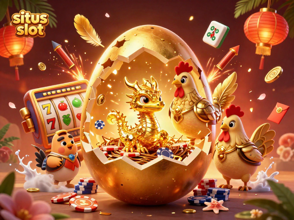 Experience exhilarating action on situs slot with a dazzling golden dragon and vibrant game elements.