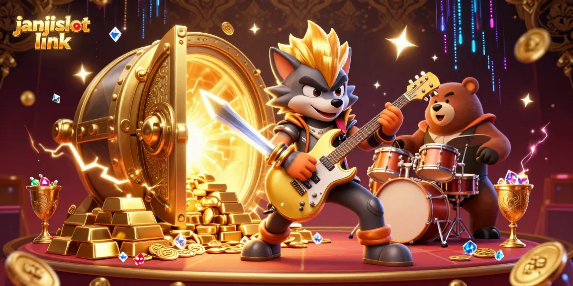 Experience thrilling moments with janjislot link in this vibrant 3D casino scene featuring dynamic characters and rich visuals.