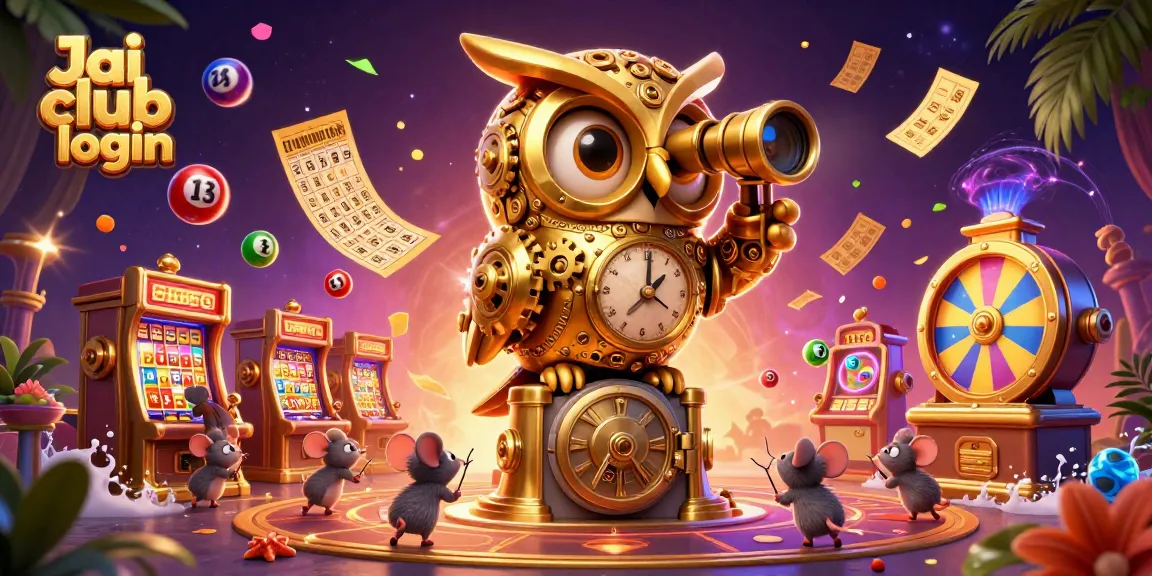 Experience thrilling gameplay with Jai club login in vibrant 3D casino scene featuring a golden owl and colorful game elements.
