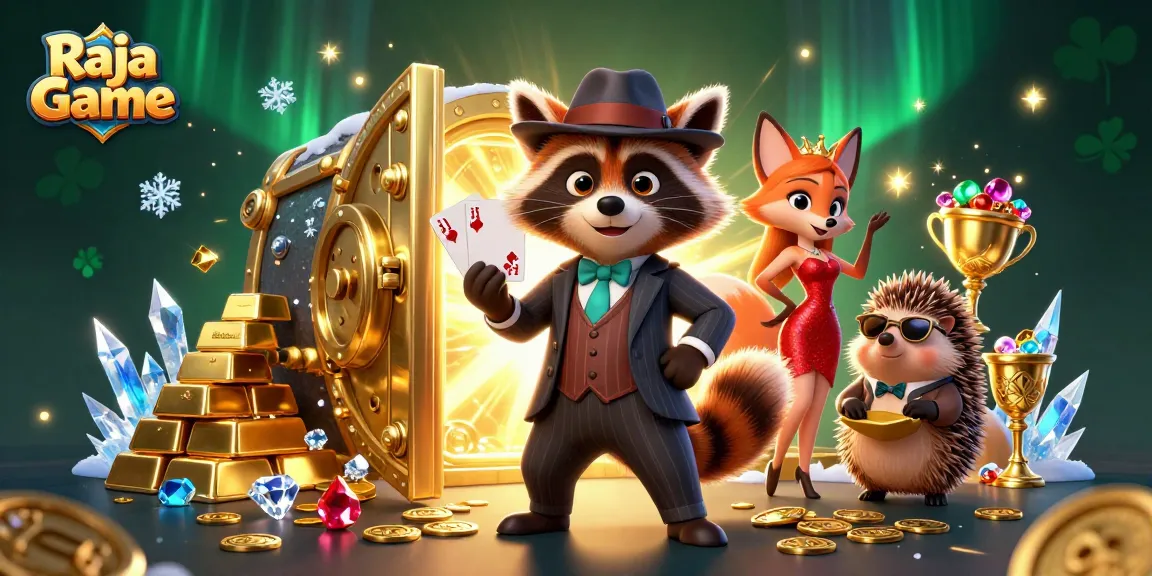 Experience thrilling gameplay with Raja Game featuring a suave raccoon, fox lady, and hedgehog bouncer.
