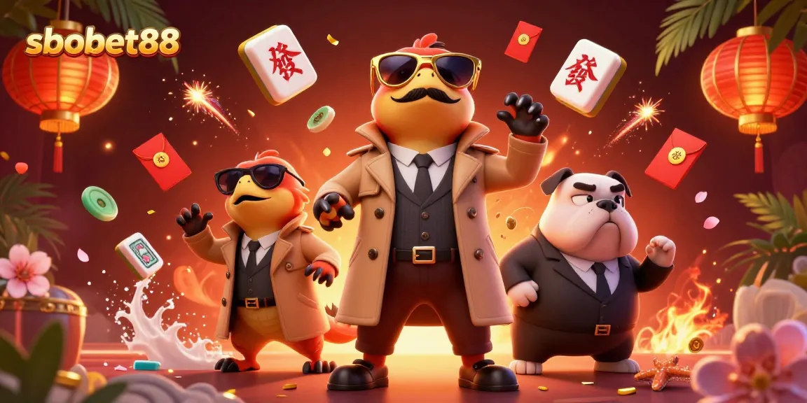 Experience excitement with sbobet88 in a playful casino scene featuring raptors and vibrant elements.
