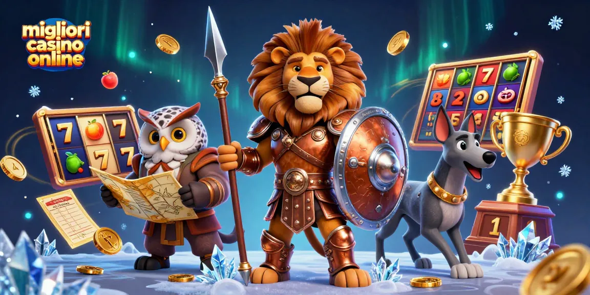 Vivi azione entusiasmante nei migliori casino online con una scena dinamica 3D che presenta un leone spartano e elementi di gioco.