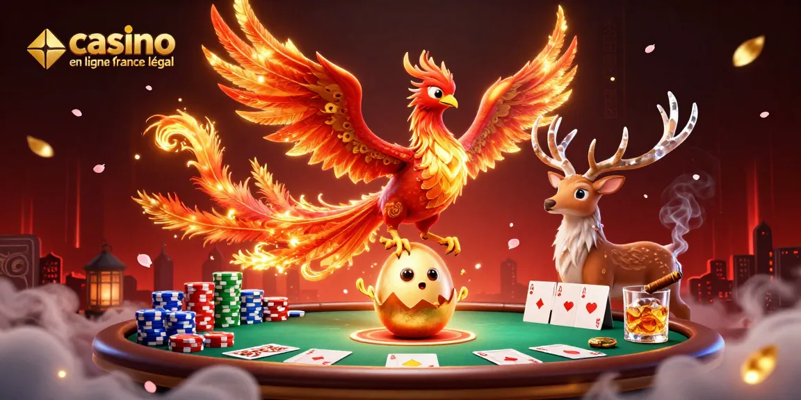 Illustration du casino en ligne France légal avec des personnages captivants et des éléments de poker.