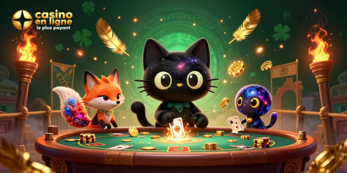 Jouer sur le casino en ligne le plus payant, une illustration captivante avec des personnages de jeu et des éléments dynamiques.