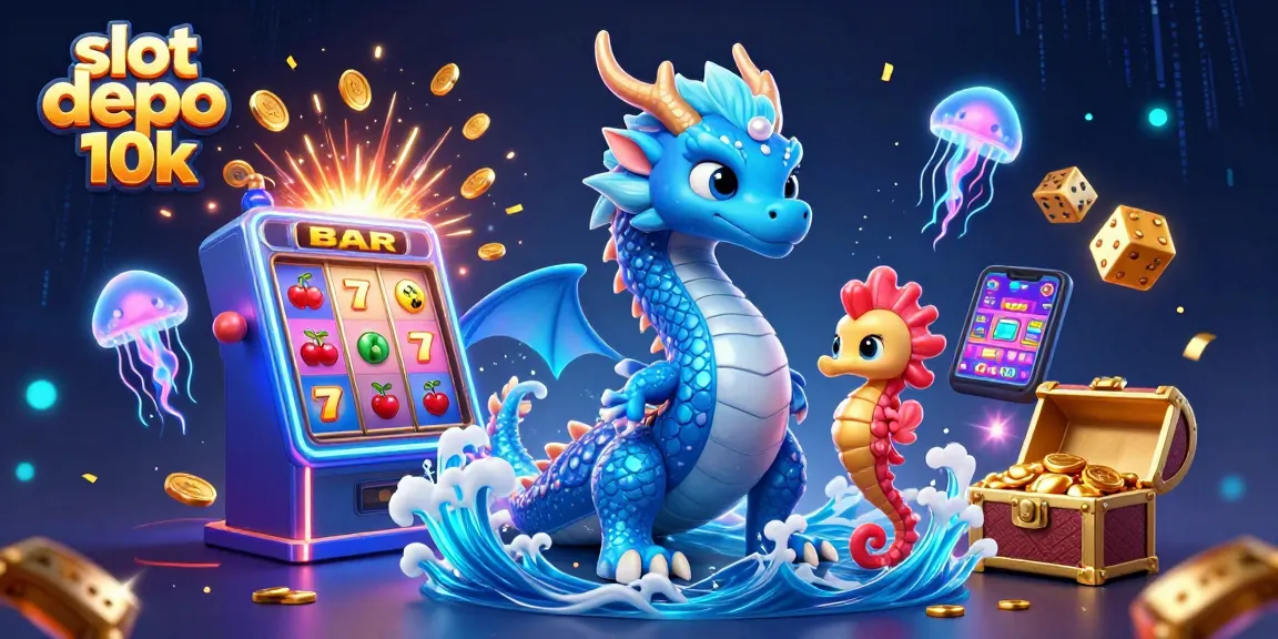 Experience the excitement at slot depo 10k with vibrant 3D casino visuals showcasing a dragon and treasure.