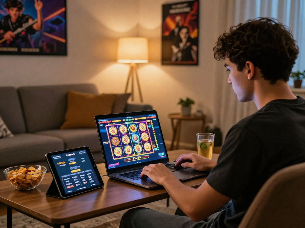 Interactive gaming scene showcasing info slot benefits with vibrant graphics.