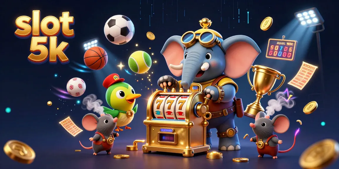 Experience winning moments with slot 5k in an animated, golden casino scene packed with dynamic game elements.