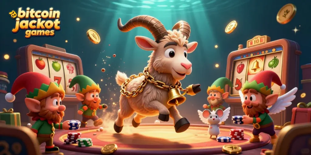Experience thrilling bitcoin jackpot games with vibrant 3D characters and dynamic slot elements.