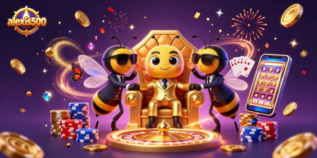 Play thrilling games at alexis500 casino, featuring vibrant characters and dynamic casino elements.