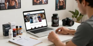Driada Shop showcasing anabolic steroids and peptides in a modern e-commerce setting for fitness enthusiasts.