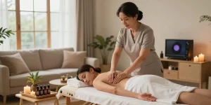 일산출장안마을 위한 전문 마사지 서비스 환경에서 고객에게 편안함을 제공하는 마사지 치료사